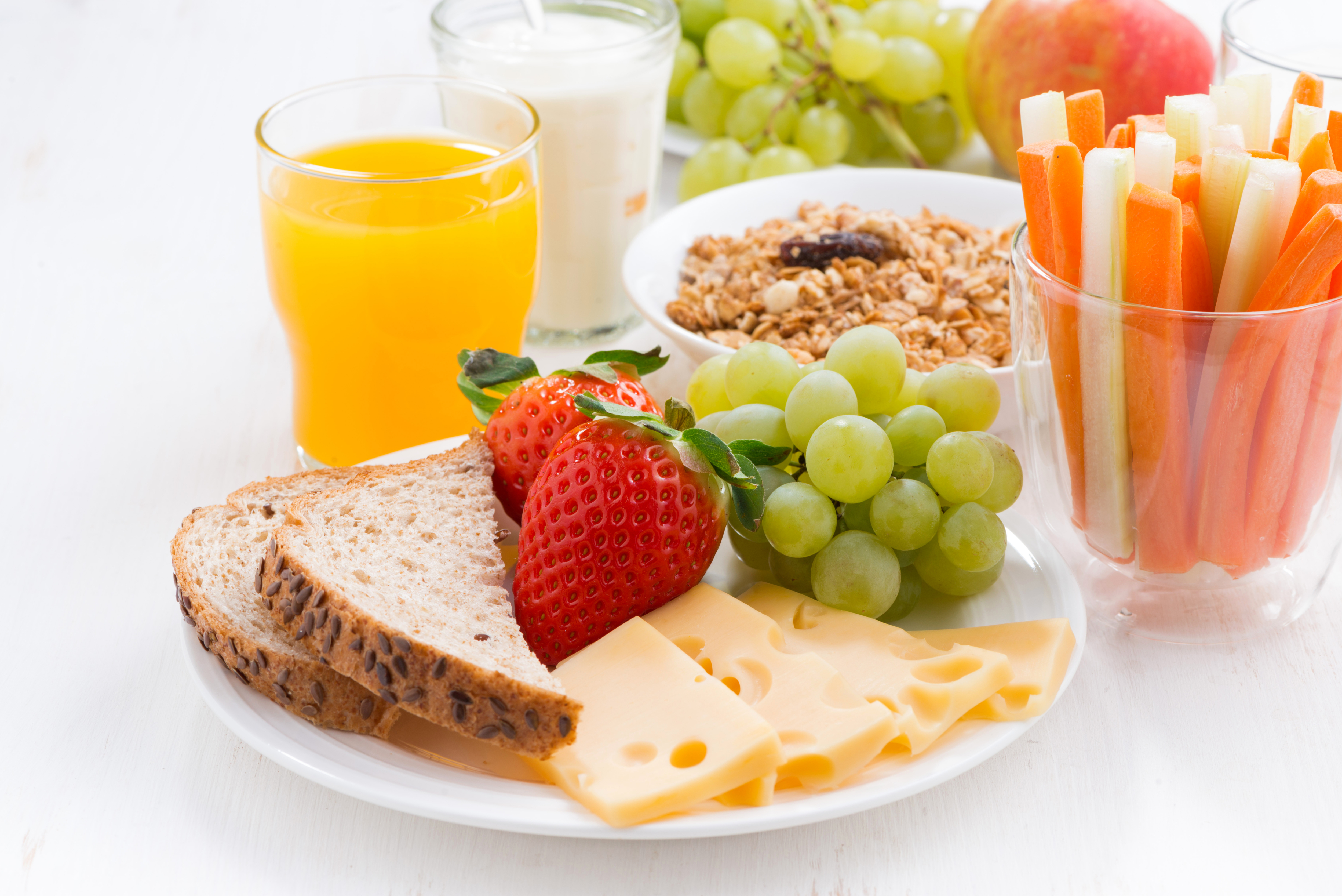Desayuno saludable, escolares concentrados